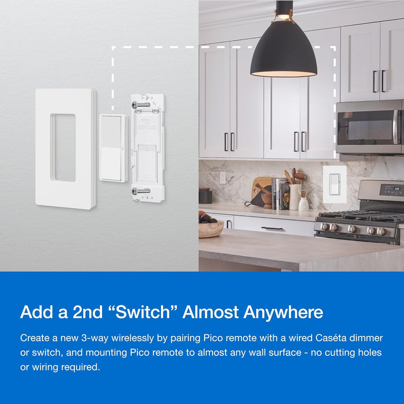 Load image into Gallery viewer, Lutron Diva Smart Dimmer Switch 3-Way Kit with Pico Paddle Remote and Wire Label Stickers | Compatible with Alexa, Apple Home, and The Google Assistant (Hub Required) | DVRF-PKG1D-WH | White
