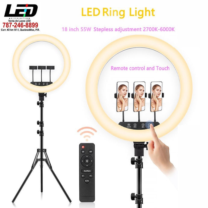 Ring Lights 18'' Inch 55watt Stepless Adjustment CCT 2700-6500K Remote Control & Touch  #1074