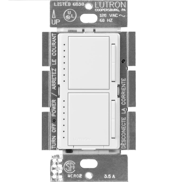 Lutron Maestro Dual Digital Dimmer Switch Only for Incandescent Bulbs, 300-Watt/Single-Pole, MA-L3L3-WH, White