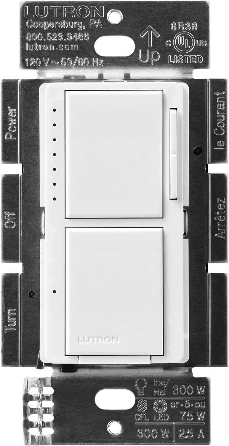 Load image into Gallery viewer, Lutron Maestro LED+ Dual Dimmer and Switch | 75-Watt LED Bulbs/2.5A Fans, Single-Pole | MACL-L3S25-WH | White
