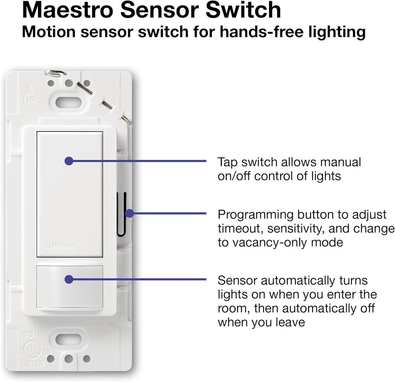 Load image into Gallery viewer, Lutron Maestro Motion Sensor Switch | 2 Amp, Single Pole | MS-OPS2-WH | White
