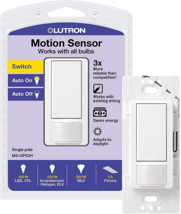 Lutron Maestro Motion Sensor Switch | 2 Amp, Single Pole | MS-OPS2-WH | White