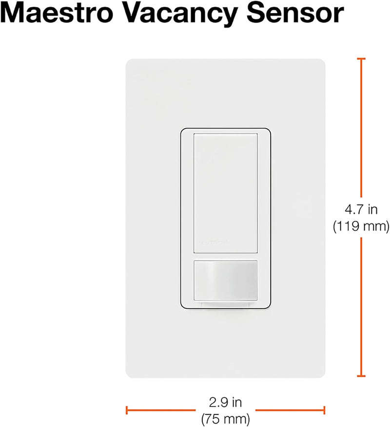 Load image into Gallery viewer, Lutron Maestro Vacancy-Only Sensor Switch | 2 Amp, Single Pole | MS-VPS2H-WH | White
