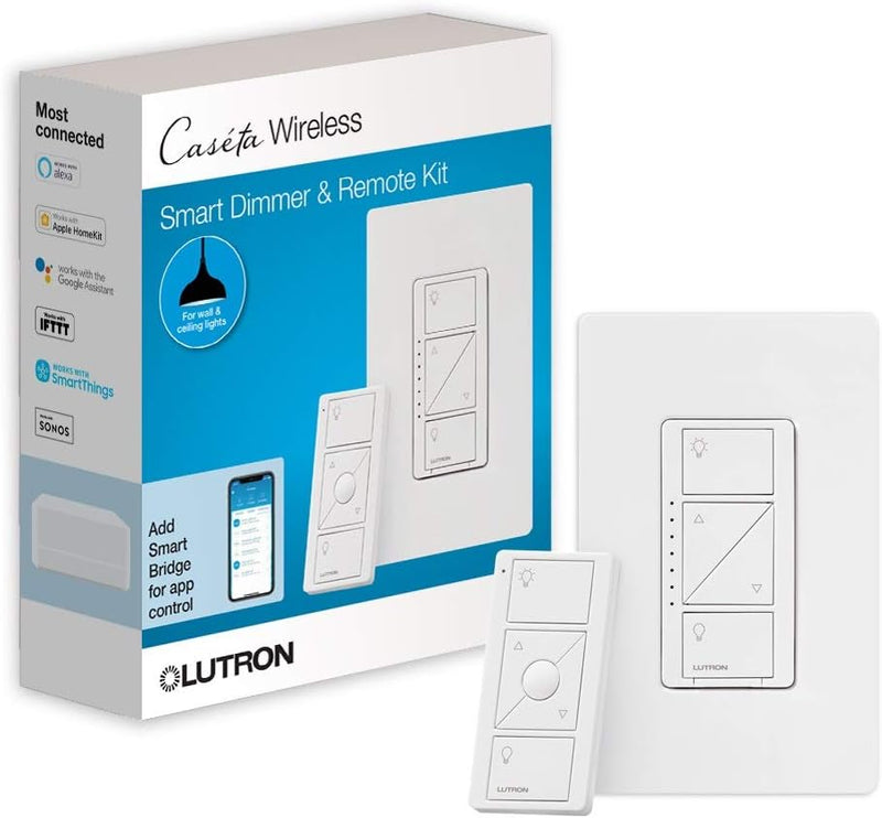 Load image into Gallery viewer, Lutron Caseta Smart Lighting Dimmer Switch and Remote Kit | P-PKG1W-WH | White
