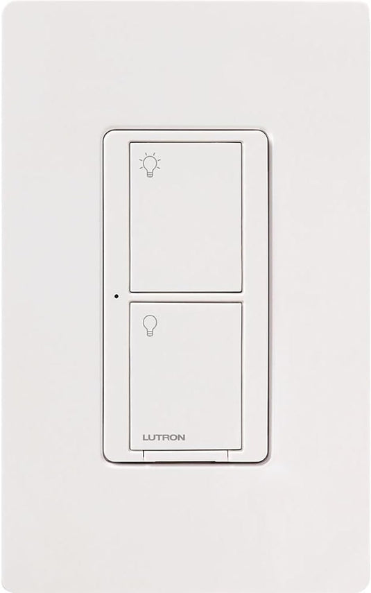 Lutron Caseta Smart Lighting Switch for All Bulb Types or Fans | Neutral Wire Required | PD-6ANS-WH | White