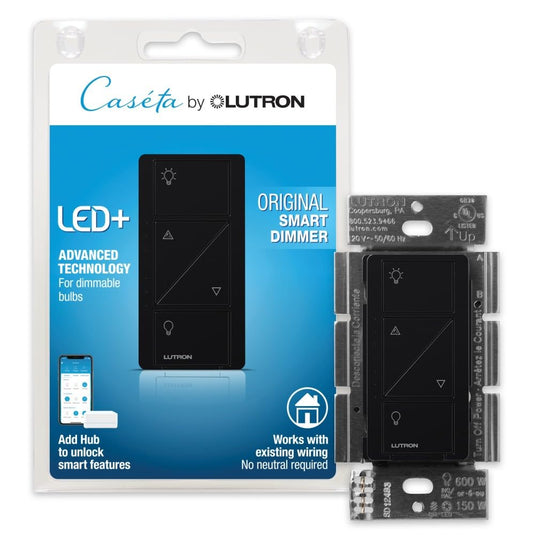 Lutron Caseta Smart Lighting Dimmer Switch for Wall and Ceiling Lights | PD-6WCL-BL | Black