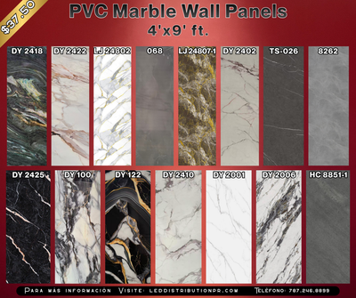 PVC Marble Wall Panels 4' x 9' Pies – LED Distribution