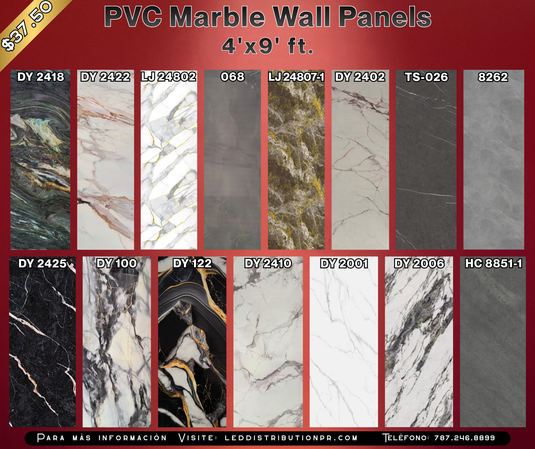 PVC Marble Wall Panels 4' x 9' Pies