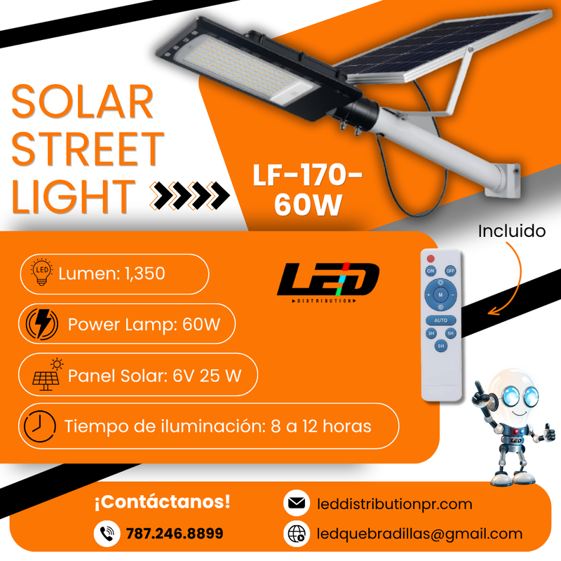Load image into Gallery viewer, Solar Street Light 60WATT   LM 6500K  #LF-170-60W
