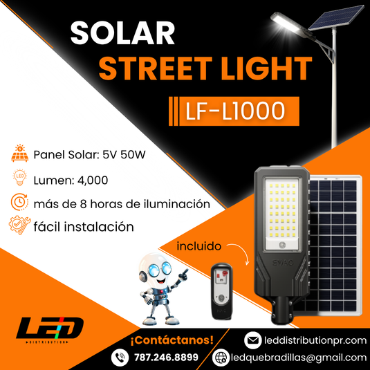 Solar Street Light 1,000WATT 4,000LM  K LF-L1000