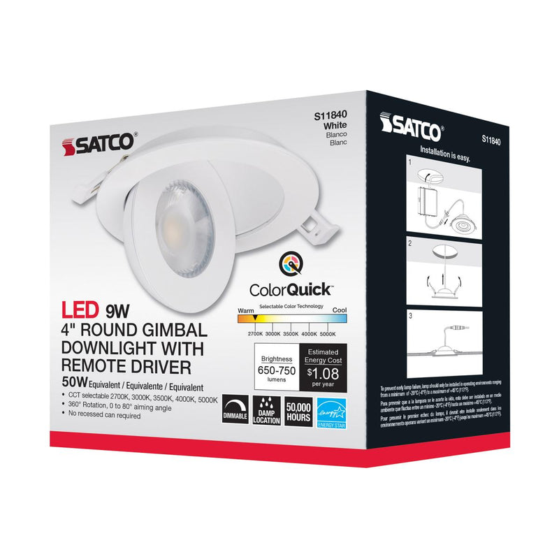 Load image into Gallery viewer, LED Direct Wire Downlight; Gimbaled; 4 Inch Round White Black 9 Watt; CCT Selectable 4&#39;&#39;
