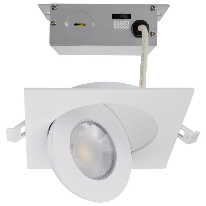 LED Direct Wire Downlight 4 Inch Square White Black9 Watt; CCT Selectable