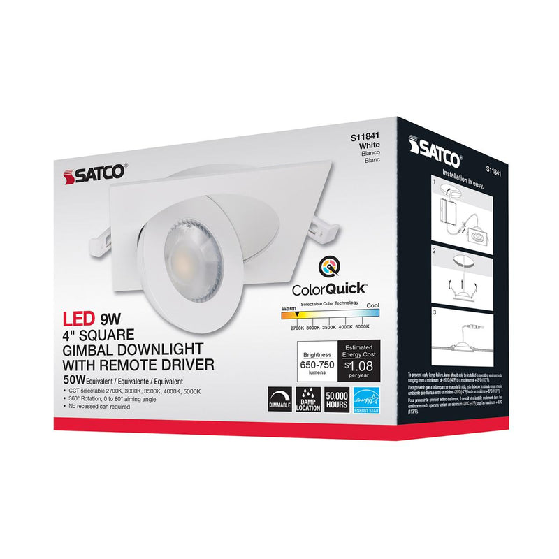 Load image into Gallery viewer, LED Direct Wire Downlight 4 Inch Square White Black9 Watt; CCT Selectable
