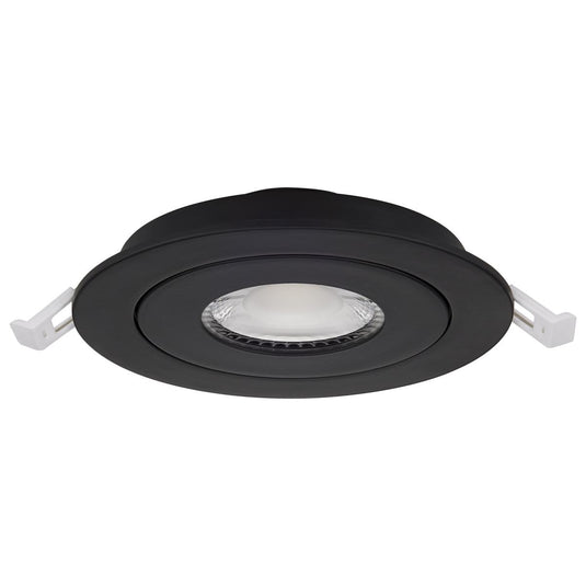 LED Direct Wire Downlight; Gimbaled; 4 Inch Round White Black 9 Watt; CCT Selectable 4''