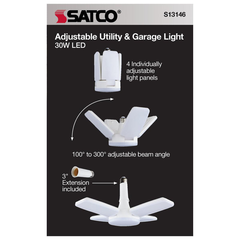 Load image into Gallery viewer, 30 Watt; LED Garage Utility Light; 5000K; Medium base; Adjustable Beam Angle
