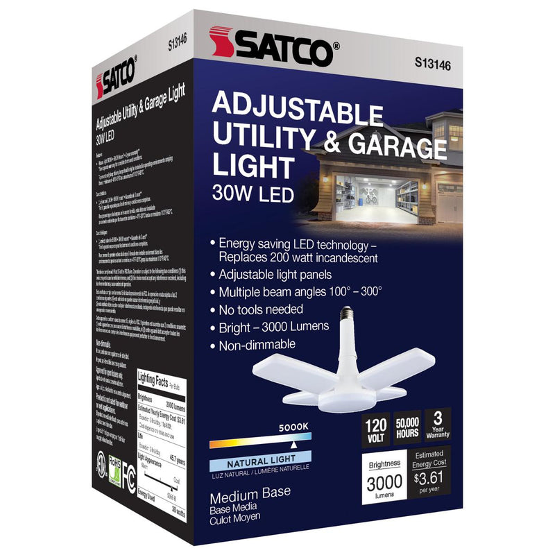 Load image into Gallery viewer, 30 Watt; LED Garage Utility Light; 5000K; Medium base; Adjustable Beam Angle
