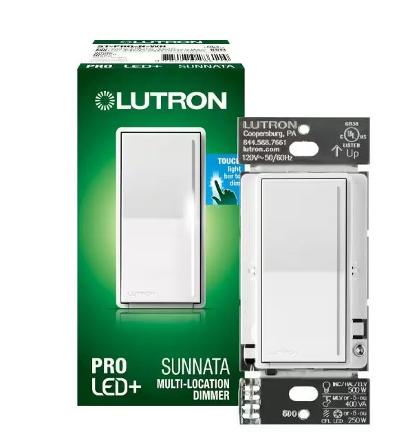 Load image into Gallery viewer, Sunnata Pro LED+ Touch Dimmer Switch, for 500W ELV/MLV, 250W LED, Single Pole/Multi Location, White (ST-PRO-N-WH)
