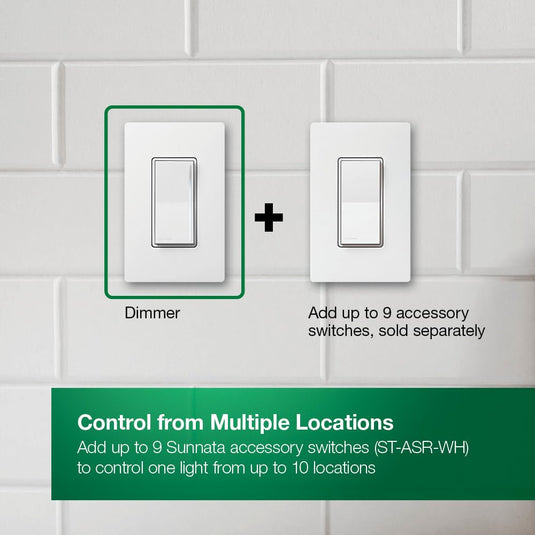 Lutron STCL-153M-WH Sunnata LED+ Dimmer, Single-Pole, 3-Way, Multi-Location Touch, White