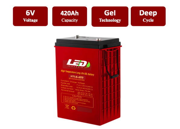 Bateria 6v 420aH LED Energy GEL HTL6-420