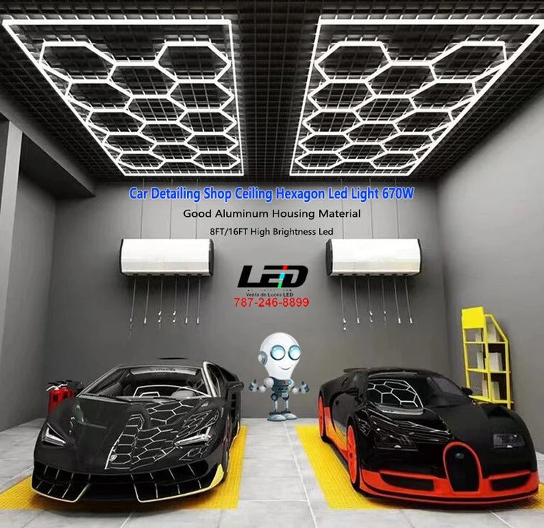 Load image into Gallery viewer, Car Detailing Ceiling Hexagon Led Light 8x16’ft
