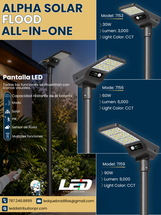 ALPHA SOLAR FLOOD ALL-IN-ONE 30W 60W 90W