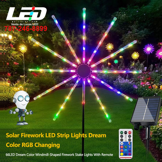 LED Solar RGB Firework LED Strip Lights Windmill Lamp 23