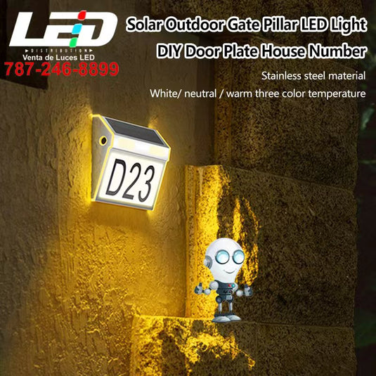 Solar Gate Light LED Outdoor (Doorplate Light, Gate Light, House Number) #7146
