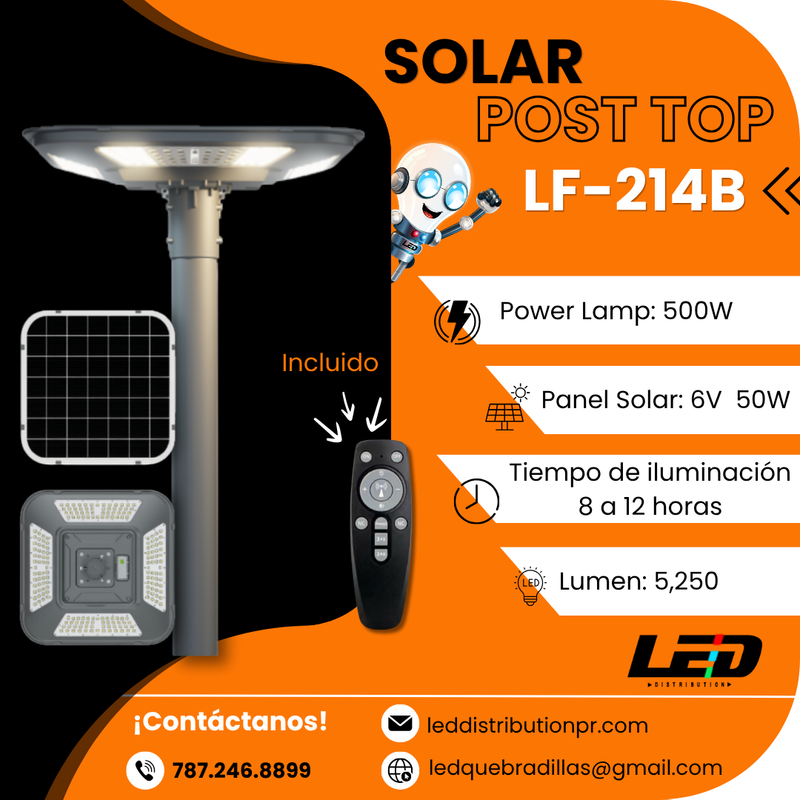 Load image into Gallery viewer, Solar Post Top 500WATT  5,250LM  6500K  #LF-214B
