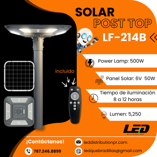 Solar Post Top 500WATT  5,250LM  6500K