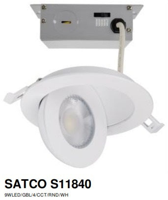 Load image into Gallery viewer, LED Direct Wire Downlight; Gimbaled; 4 Inch Round White Black 9 Watt; CCT Selectable 4&#39;&#39;
