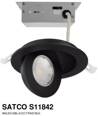 Load image into Gallery viewer, LED Direct Wire Downlight; Gimbaled; 4 Inch Round White Black 9 Watt; CCT Selectable 4&#39;&#39;
