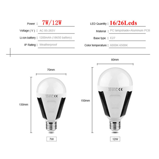Rechargeable Bulb LED Solar 7watt & 12watt