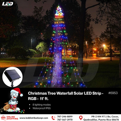 Christmas Tree Waterfall Lights Solar LED Strip #6953 11’Ft
